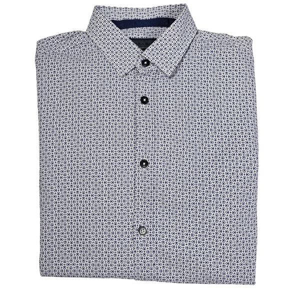 Zara Other - Zara Man Long Sleeve Slim Fit Button Down Shirt Blue White Men's Size Medium